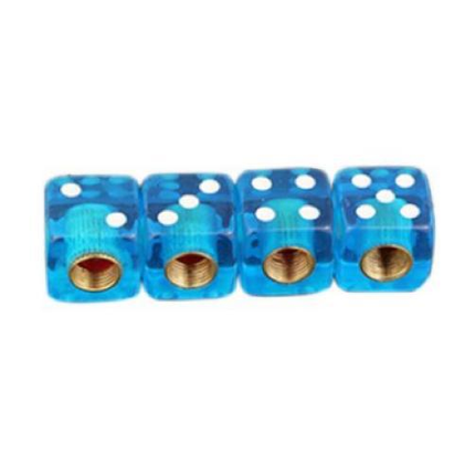 TT-products ventieldoppen Dice Clear Blue dobbelstenen 4 stuks blauw