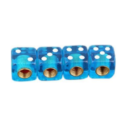 TT-products ventieldoppen Dice Clear Blue dobbelstenen 4 stuks blauw