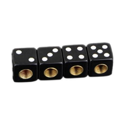 TT-products ventieldoppen Dice Black dobbelstenen 4 stuks zwart