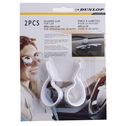 Dunlop brilclip kunststof 6 cm set à 2 stuks wit