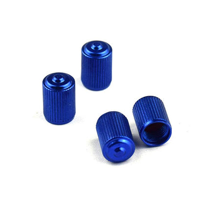 TT-products ventieldoppen Standaard Look aluminium 4 stuks blauw