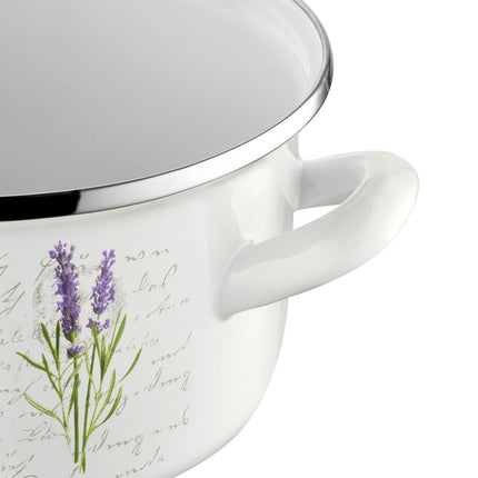 Emalia Bukiet Lavendel decoratie 8 delige emaille pannenset  - geschikt voor inductie Emalia