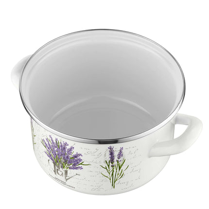 Emalia Bukiet Lavendel decoratie 8 delige emaille pannenset  - geschikt voor inductie Emalia
