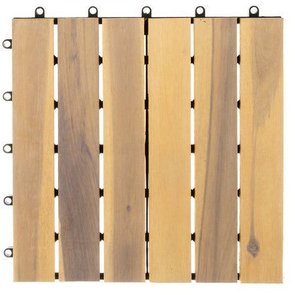 Set van 10 terrastegels hout kliktegels 30x30cm