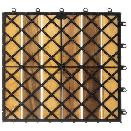 Set van 10 terrastegels hout kliktegels 30x30cm