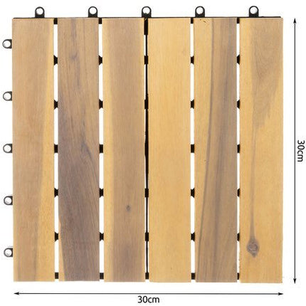 Set van 10 terrastegels hout kliktegels 30x30cm