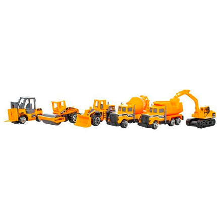 Speelgoed vrachtwagen met heftruck, wals, bulldozer, cement wagen 36 x 15 x 9.5 cm geel