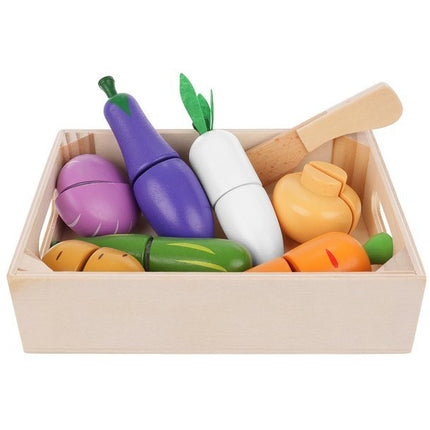 Houten speelgoed groenten 9 delige set inclusief krat - duurzaam en creatief