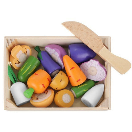 Houten speelgoed groenten 9 delige set inclusief krat - duurzaam en creatief