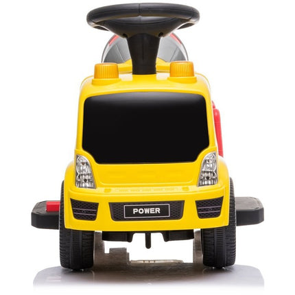 Elektrische kinderauto - betonauto - betonmixer vrachtwagen - tot 20kg max 1-3 km/h met geluid en licht en schep geel