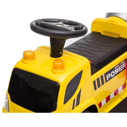 Elektrische kinderauto - betonauto - betonmixer vrachtwagen - tot 20kg max 1-3 km/h met geluid en licht en schep geel