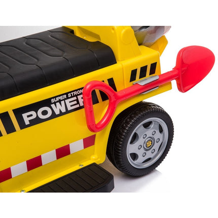 Elektrische kinderauto - betonauto - betonmixer vrachtwagen - tot 20kg max 1-3 km/h met geluid en licht en schep geel