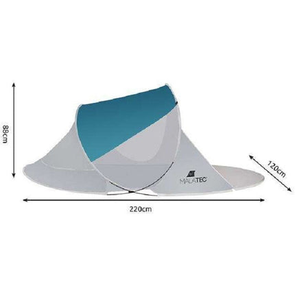 Malatec vouwbare strandtent/ Beachtent 220 x 120 x 90 cm turquoise/grijs