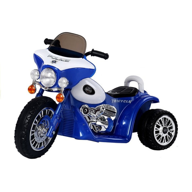 Elektrische politie chopper - trike - motor voor kinderen tot 25kg max 1-3 km/h blauw