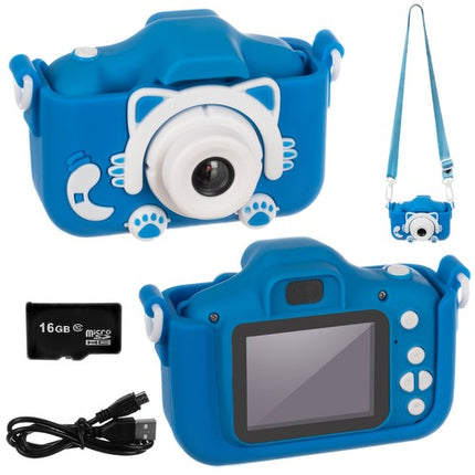 Kruzzel full HD digitale camera voor kinderen met mini SD kaart blauw