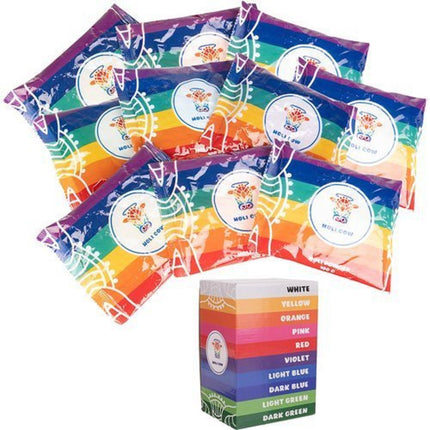 Holi cow 10 x 100 gr gekleurde holi poeder voor festivals en evenementen - Colour run powder