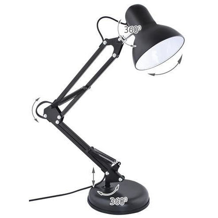 Verstelbare klassieke bureaulamp / leeslamp met een retro uitstraling 40W zwart