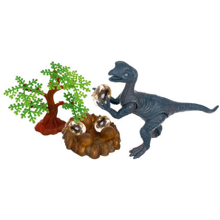 Dinosaurus T-Rex set met kleinere dino's en nest met licht en geluid effecten