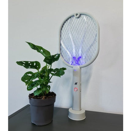 Malatec Oplaadbare UV lamp en elektrische vliegenmepper met standaard en hanger 2 in 1 – grijs