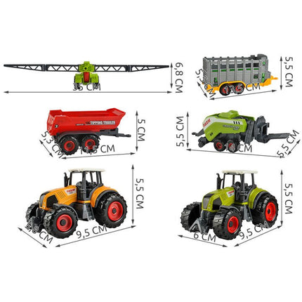 Farm set 6-delige landbouw voertuigen speelgoed set