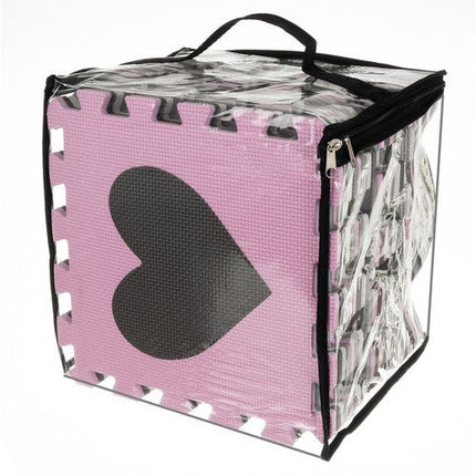 36-delige foam puzzelmat voor baby's en kinderen - Speelkleed - Speeltegels - Met rand - Zwart/roze
