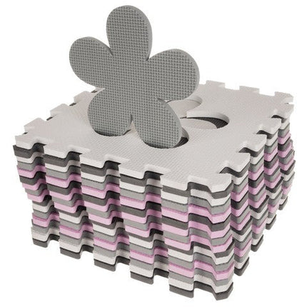 36-delige foam puzzelmat voor baby's en kinderen - Speelkleed - Speeltegels - Met rand - Zwart/roze