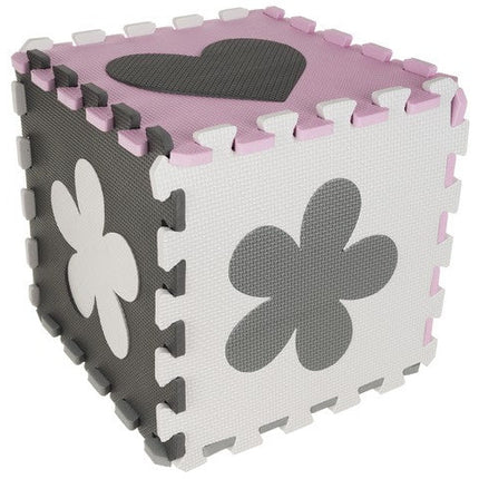 36-delige foam puzzelmat voor baby's en kinderen - Speelkleed - Speeltegels - Met rand - Zwart/roze
