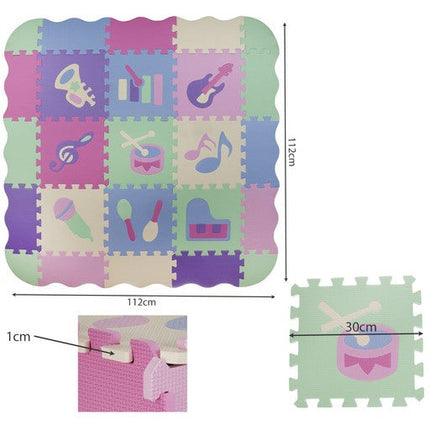 Kruzzel 25-delige foam speelmat/ puzzelmat met randen muziek instrumenten