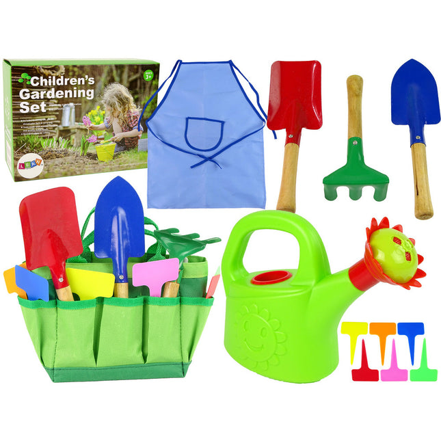 12-delige tuingereedschap set voor kinderen inclusief tas, schep en schort