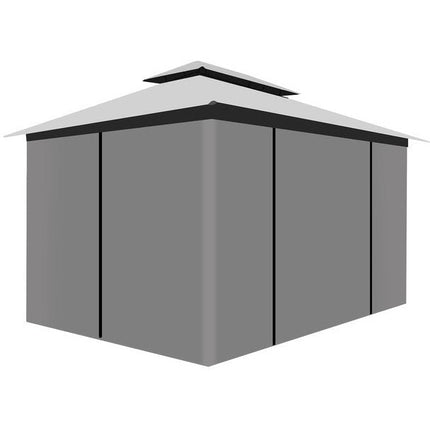 Malatec tuinpaviljoen 3 x 4 meter polyester met dichte zijwanden en klamboe waterafstotend - partytent - paviljoen - grijs