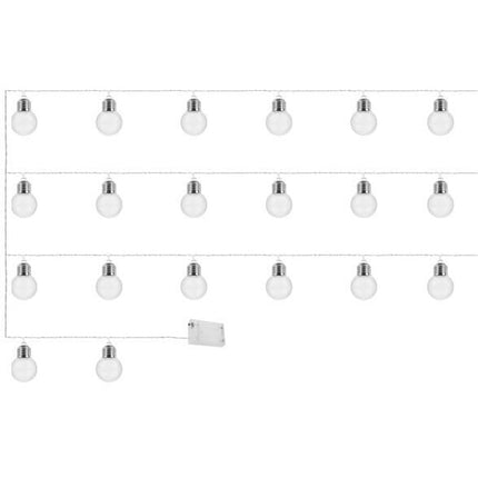 Retro Lichtsnoer lichtslinger LED met 20 lampen op batterijen 5.2m warm witte kleur
