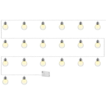 Retro Lichtsnoer lichtslinger LED met 20 lampen op batterijen 5.2m warm witte kleur