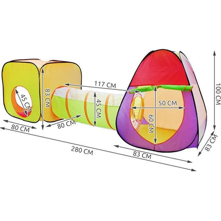 Malatec Iglo kindertent met tunnel + 200 ballen + tas - speeltent - ballenbak - speelhuis