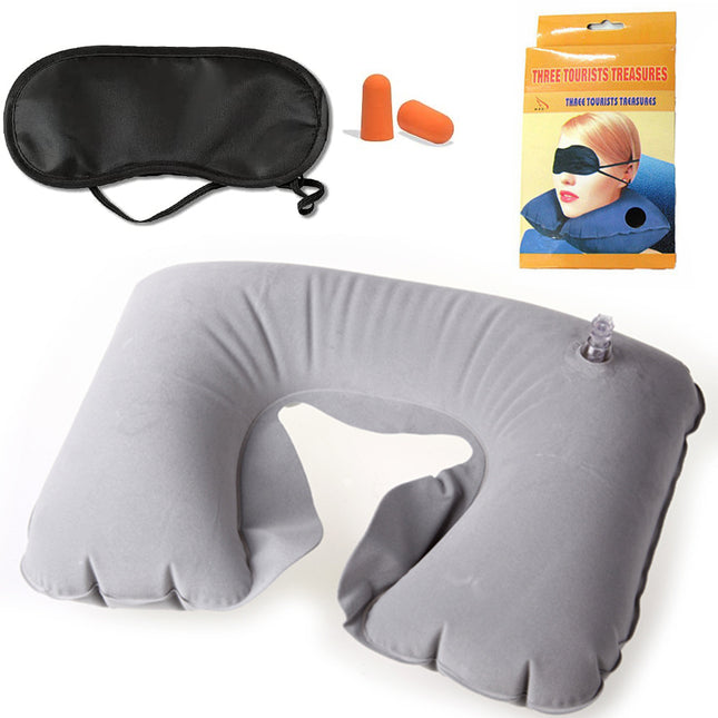 Reis benodigdheden set 3 stuks, nek croissant, oordopjes en oogmasker