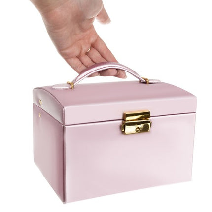 Beautylushh juwelen opbergdoos / sieradendoos roze 17.5 x 13.8 x 13.5 cm