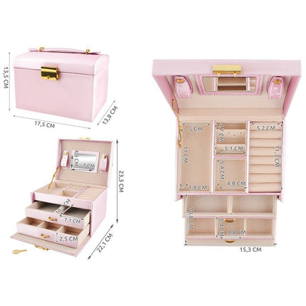 Beautylushh juwelen opbergdoos / sieradendoos roze 17.5 x 13.8 x 13.5 cm