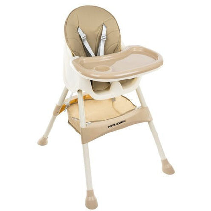 Kruzzel 3 in 1 kinderstoel met 5 punts veiligheidsgordel - feeding chair - beige