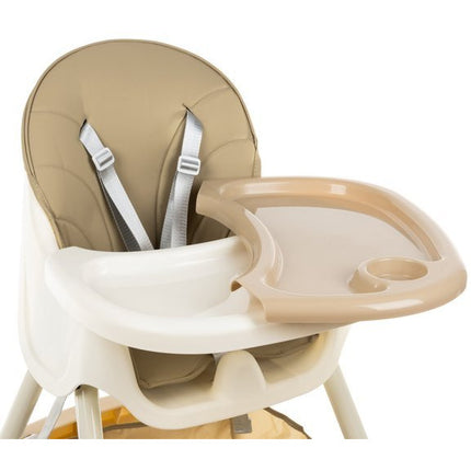 Kruzzel 3 in 1 kinderstoel met 5 punts veiligheidsgordel - feeding chair - beige