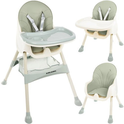 Kruzzel 3 in 1 kinderstoel met 5 punts veiligheidsgordel - feeding chair - licht groen