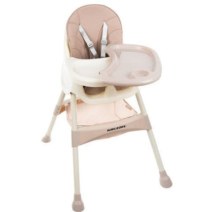 Kruzzel 3 in 1 kinderstoel met 5 punts veiligheidsgordel - feeding chair -  licht roze