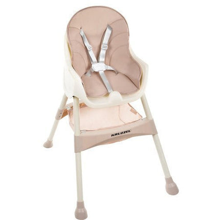 Kruzzel 3 in 1 kinderstoel met 5 punts veiligheidsgordel - feeding chair -  licht roze