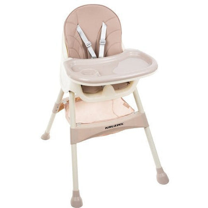 Kruzzel 3 in 1 kinderstoel met 5 punts veiligheidsgordel - feeding chair -  licht roze