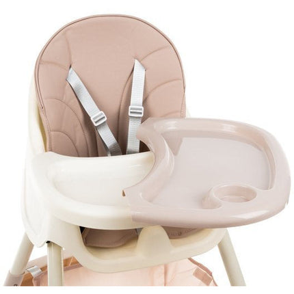 Kruzzel 3 in 1 kinderstoel met 5 punts veiligheidsgordel - feeding chair -  licht roze