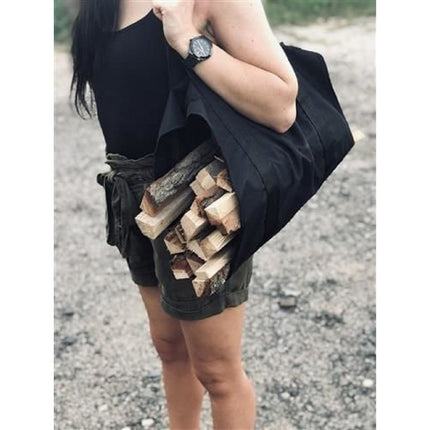 Kaminer haardhout zak voor het verplaatsen van hout blokken zwart
