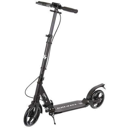 Kruzzel hyperion step voor volwassenen met vering en schijfremmen tot 100kg - opvouwbaar - grote wielen - ideaal voor the last mile - zwart