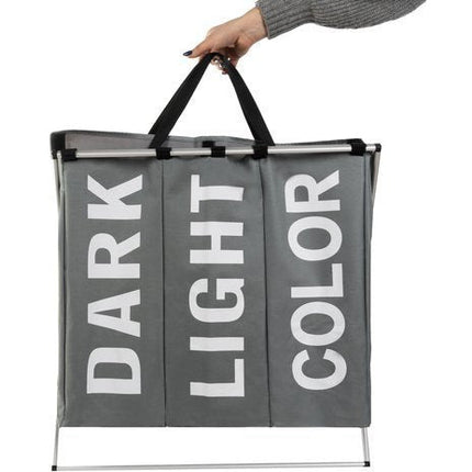 Wasmand met 3-vaks was sorteerder dark, light, colour grijs 64.5 x 58 x 36.5cm