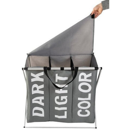 Wasmand met 3-vaks was sorteerder dark, light, colour grijs 64.5 x 58 x 36.5cm