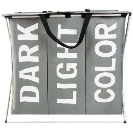 Wasmand met 3-vaks was sorteerder dark, light, colour grijs 64.5 x 58 x 36.5cm