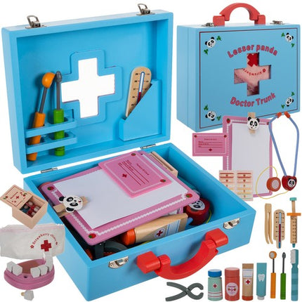 Houten dokters set speelgoed met accessoires in draagkoffer