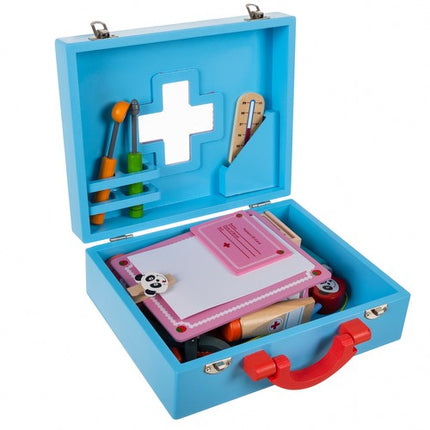 Houten dokters set speelgoed met accessoires in draagkoffer